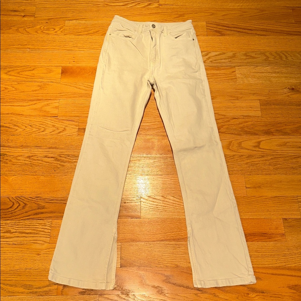 Zara Beige Jean with Inside Leg Slit Size 6